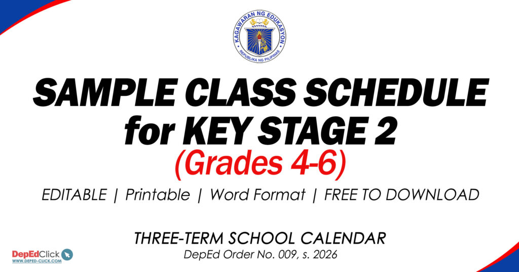 Class Program for Key Stage 2 (Grades 4-6) in the Three-Term School Calendar
