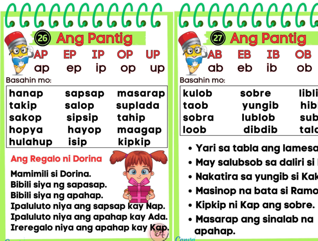 Pagsasanay sa Pagbasa ng Pantig sa Filipino