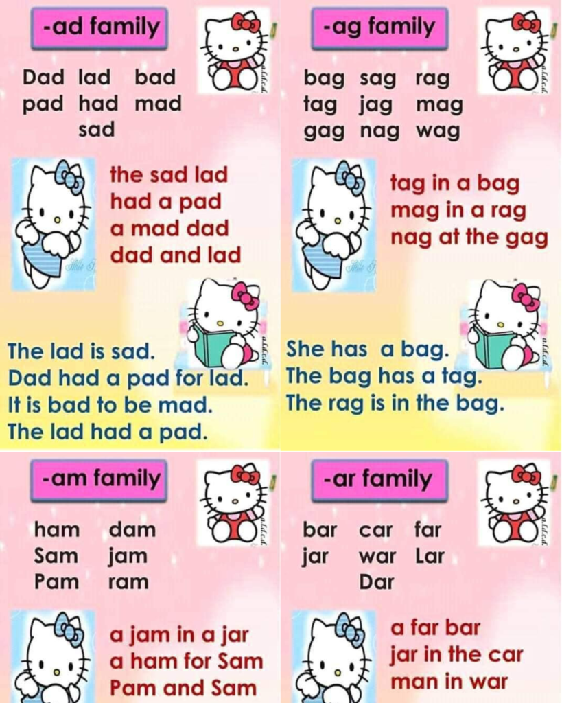 Word Families (Free Reading Material)