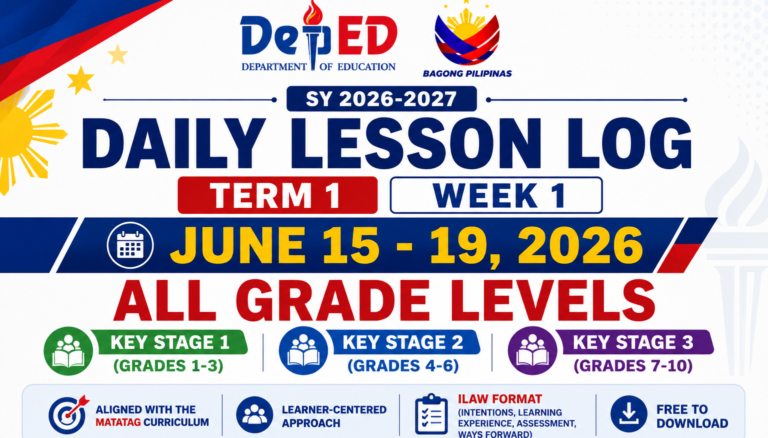 Ready-Made Daily Lesson Logs (DLLs) for Key Stages 1–3 | Week 1 (June 15–19, 2026) | ILAW Format for the Three-Term School Calendar